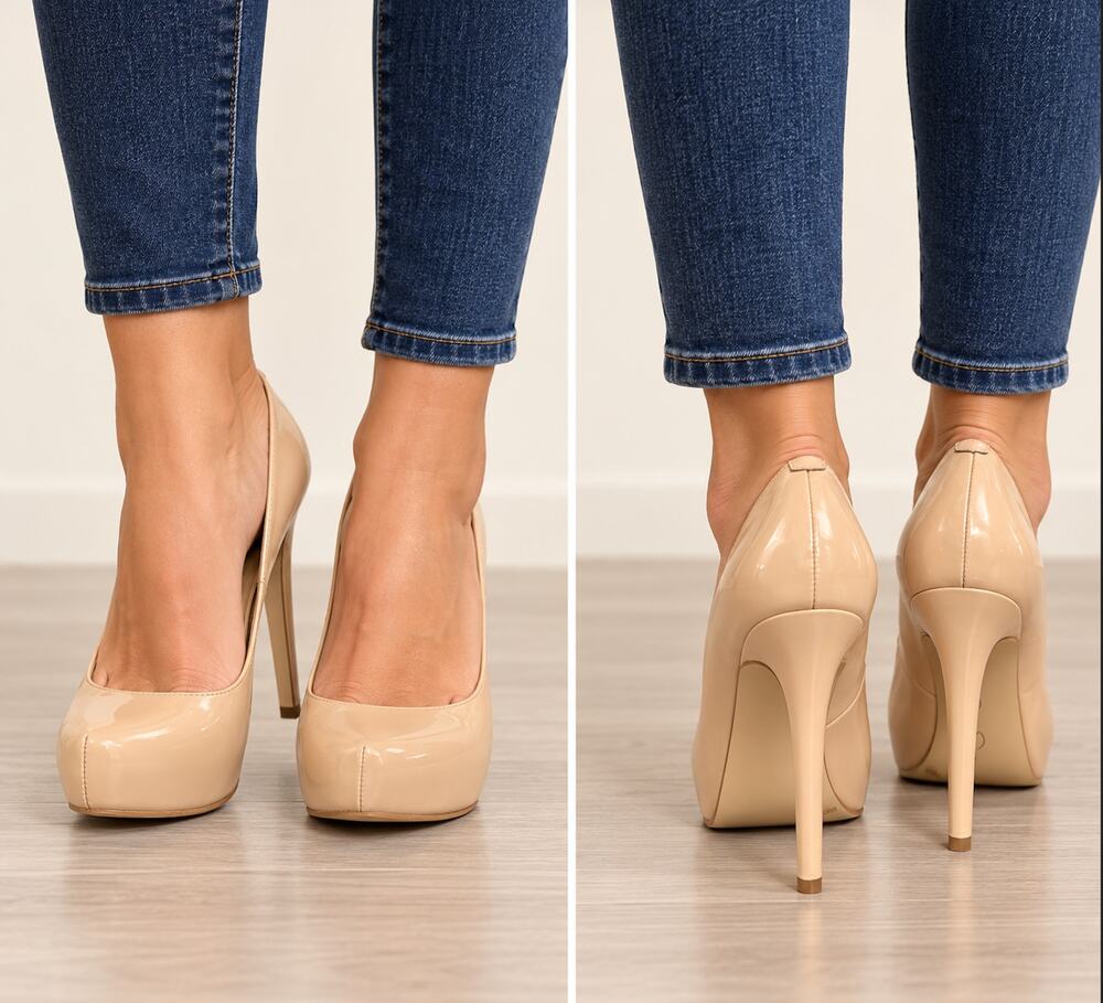 JJessica Simpson Nude Patent Leather Platform Stiletto Pumps Size 9